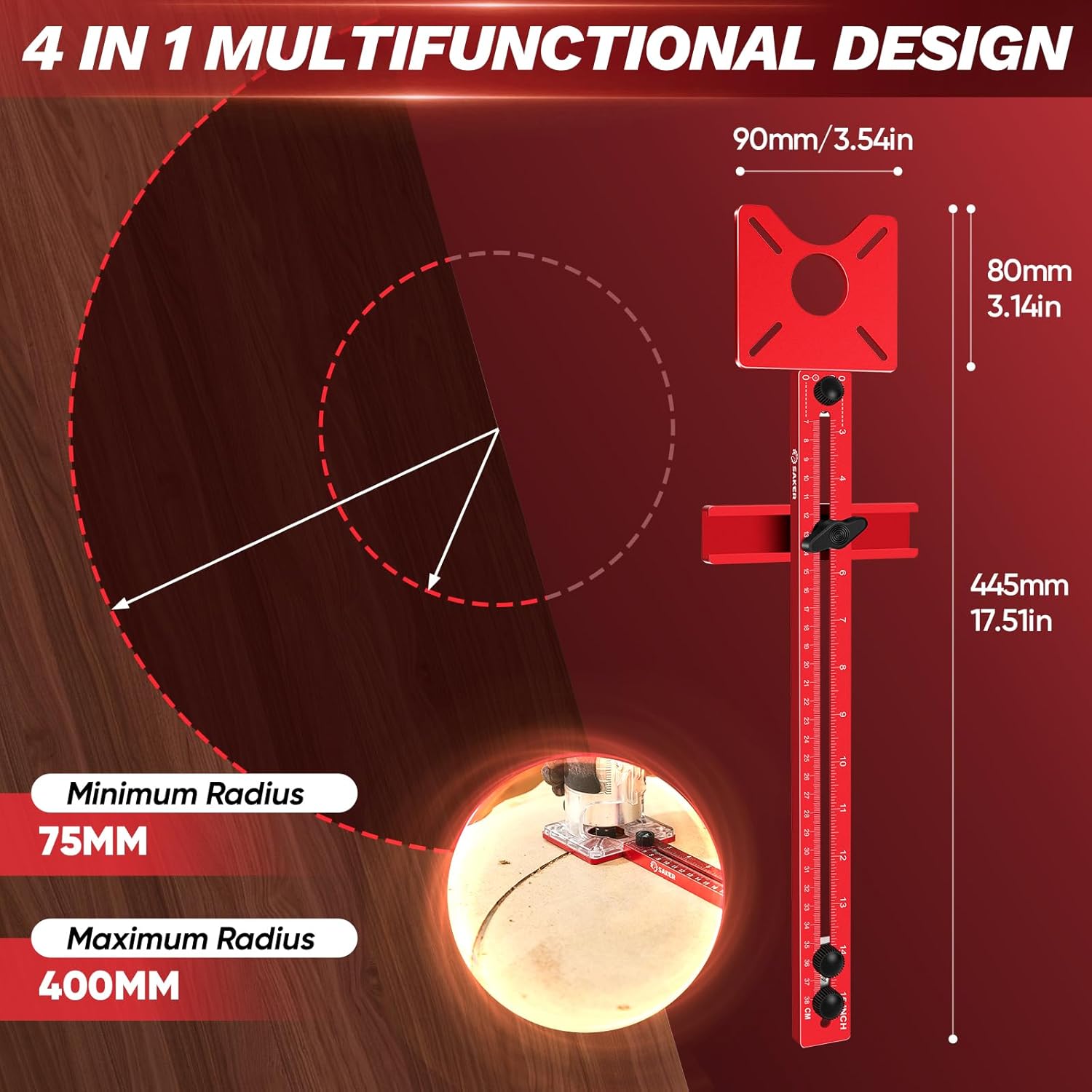 Saker Miter Saw Protractor-Saker New 4 in 1 Router Milling Groove Bracket