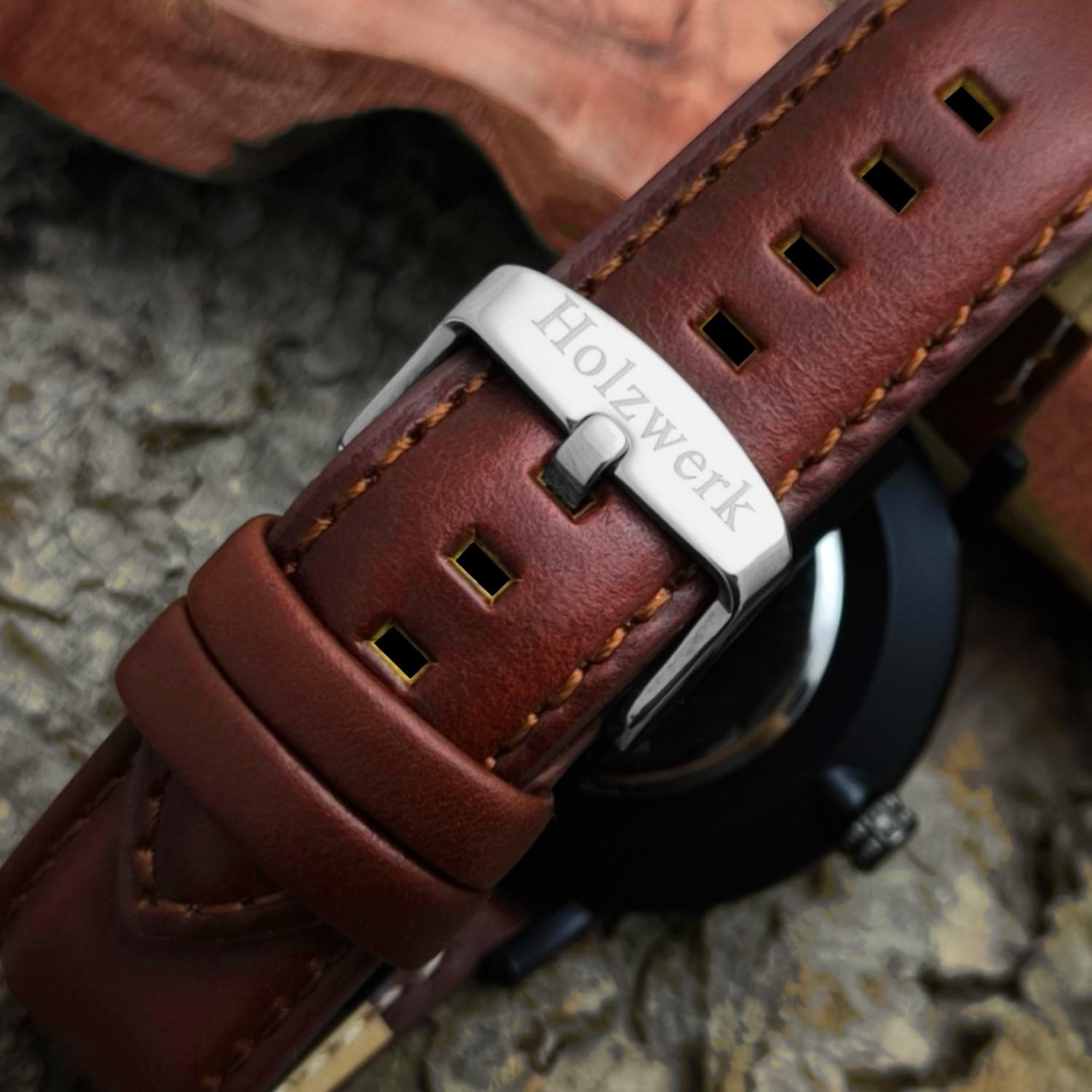 Holzwerk Germany Ręcznie wykonany płaski designerski zegarek unisex męski zegarek damski zegarek ekologiczny naturalny drewniany zegarek analogowy klasyczny zegarek kwarcowy brązowy czarny skórzany