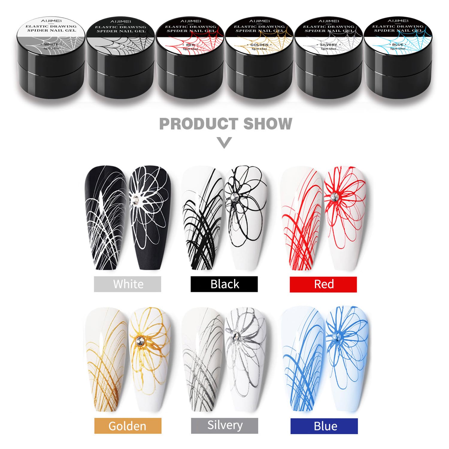 Black & White Spider Nail Gel Polish Artistic Designs Spider Gel for Nails, Paint Wire Long Lasting Spider Gel, Drawing Gel Polish for Line Outstanding Painting Nail Art