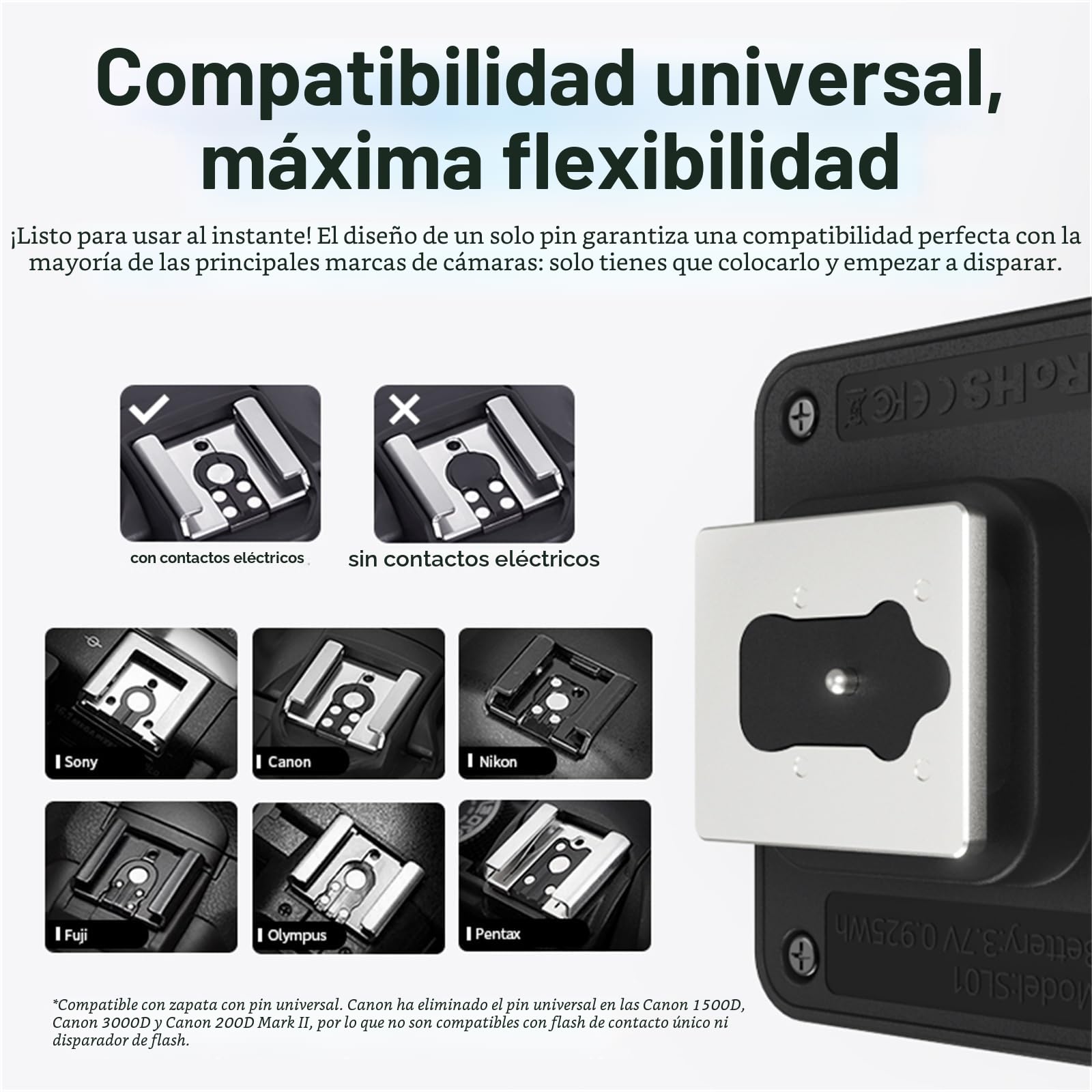 ULANZI SL01 Mini Flash de Cámara, GN8 6500K, Speedlite Manual, 4 Niveles de Potencia (1/8~1/1), Compatible con Nikon, Sony, Fujifilm, Panasonic, Diseño Compacto y Portátil, Carga Rápida Type-C