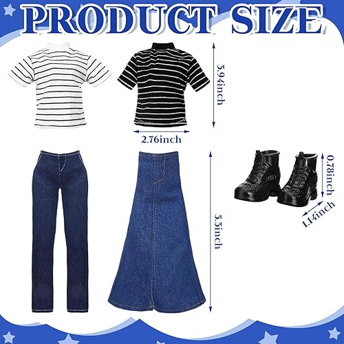 Miniatura 3 de Geyoga 16 piezas de ropa de muñeca de Navidad y accesorios para muñecas de 11.5 pulgadas, accesorios de muñeca de mezclilla, ropa casual (estilo