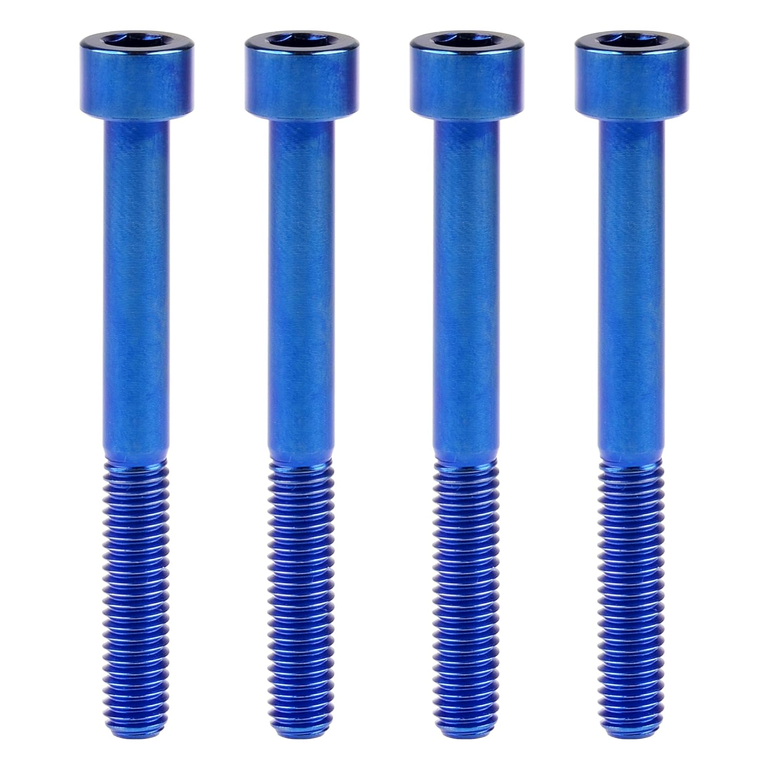 Titanium Ti M6x10 15 18 20 25 30 35 40 45 50 55 60 65mm Socket Allen Hex Bolt Pack of 4 (M6x65mm, Blue)