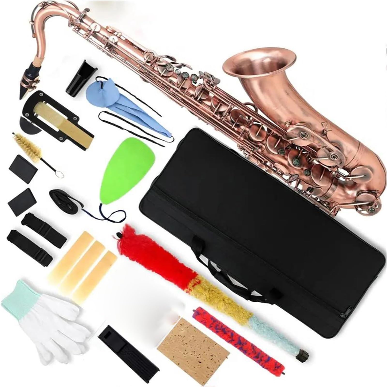 Saksofony dla początkujących Czerwony antyczny saksofon tenorowy Bb profesjonalny instrument muzyczny z mosiądzu