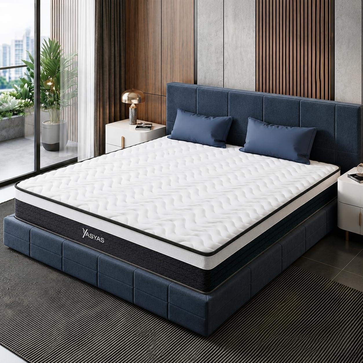 yasyas Memory Foam Mattress with Pocket Sprung Support, Hybrid Orthopaedic Medium Firm Cooling Mattress UK, Breathable Anti-Allergy Bed Mattress Single Double King Super King (King (U.K. Standard))