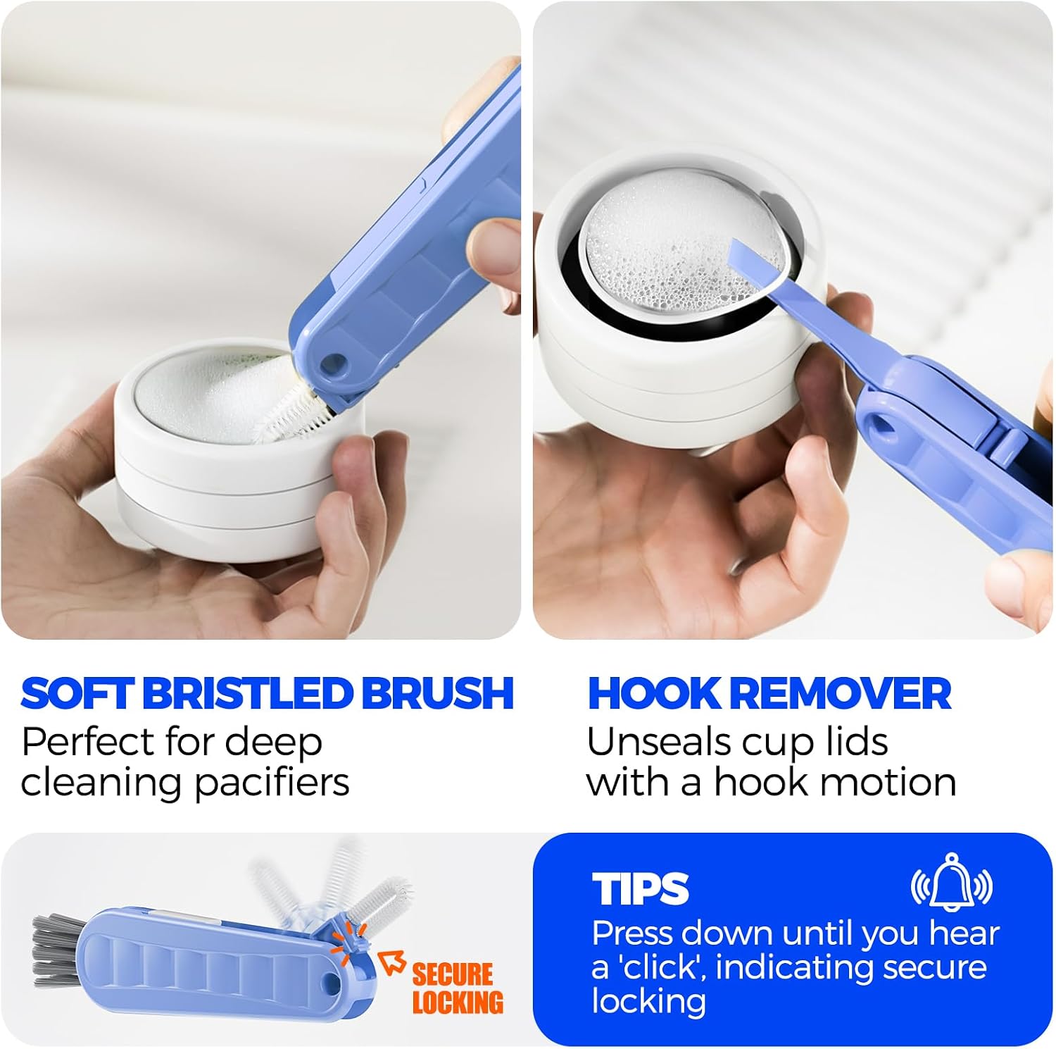 Holikme 6 Pack 4 in 1 Cup Lid Cleaning Brush 3 Straws Bottle Brush,Carrot image 4
