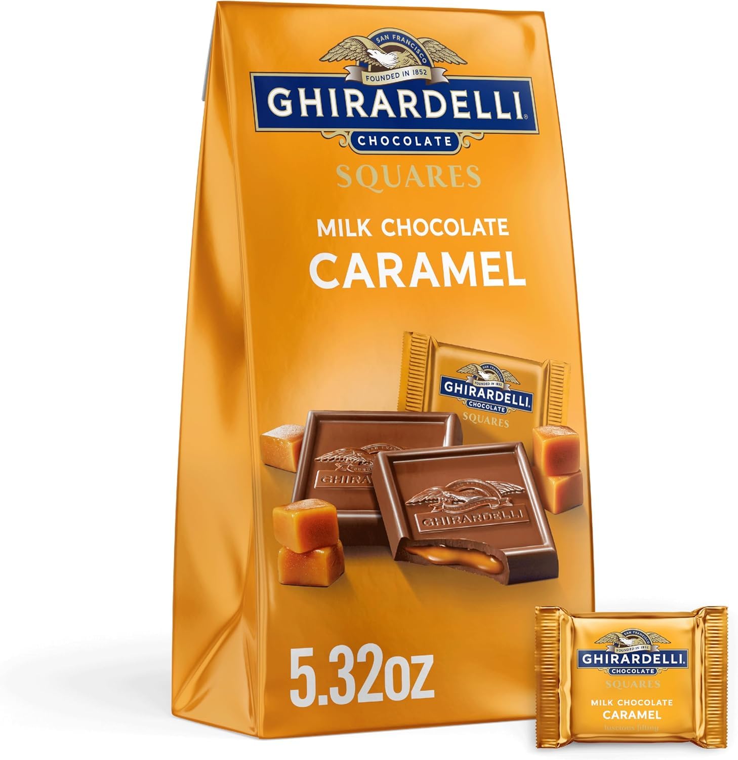Milk Chocolate Caramel Squares, Combination With a Smooth Milk Chocolate Caramel Luscious Filling 151g, (Product Of USA) From DECADENT FOODS