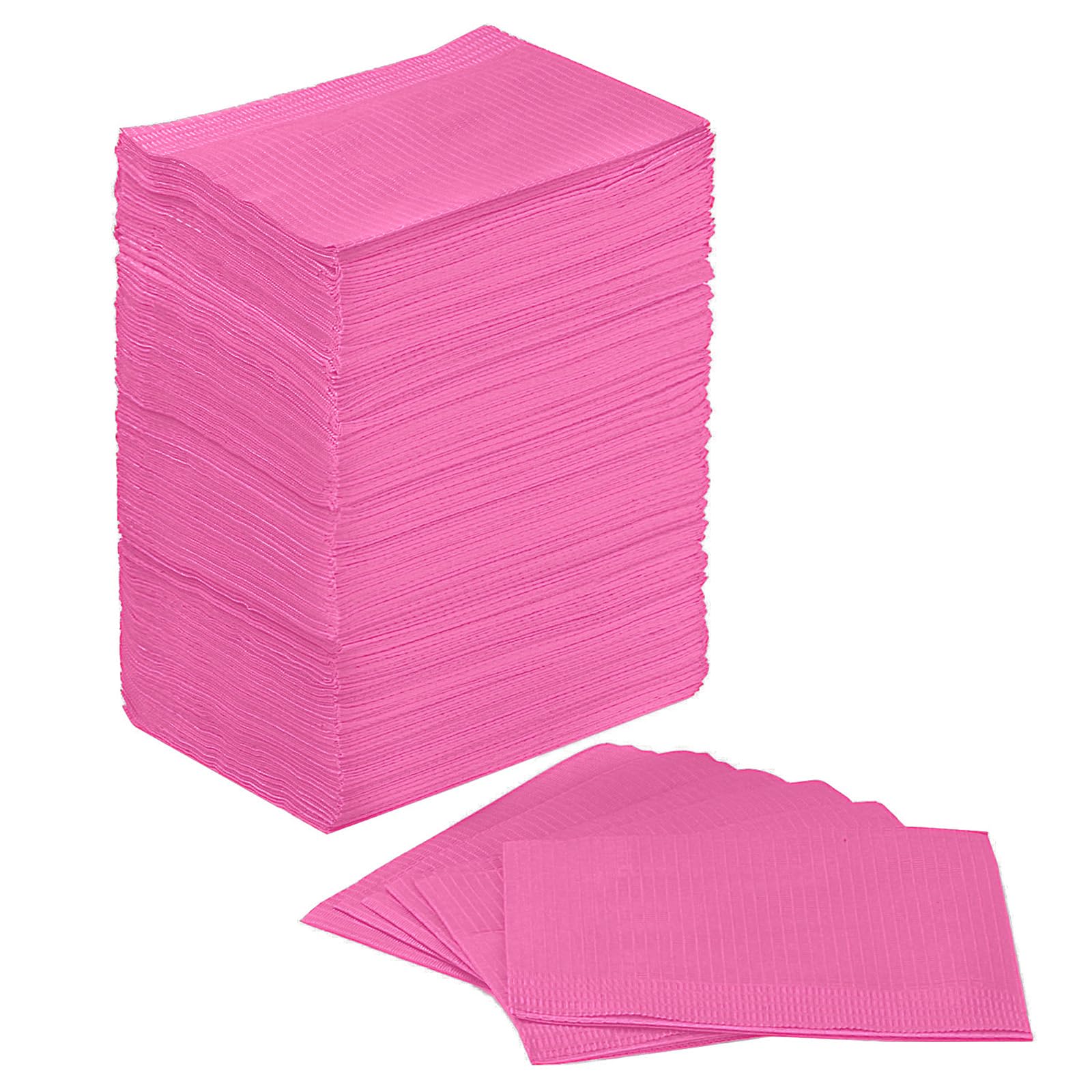 JMU Dental Bibs, Disposable Dental Bibs Fuchsia, 125 Pack Waterproof Dental Bib for Dentist - 2-Ply Paper 1-Ply Film, Soft & Comfortable, 13" x 18"