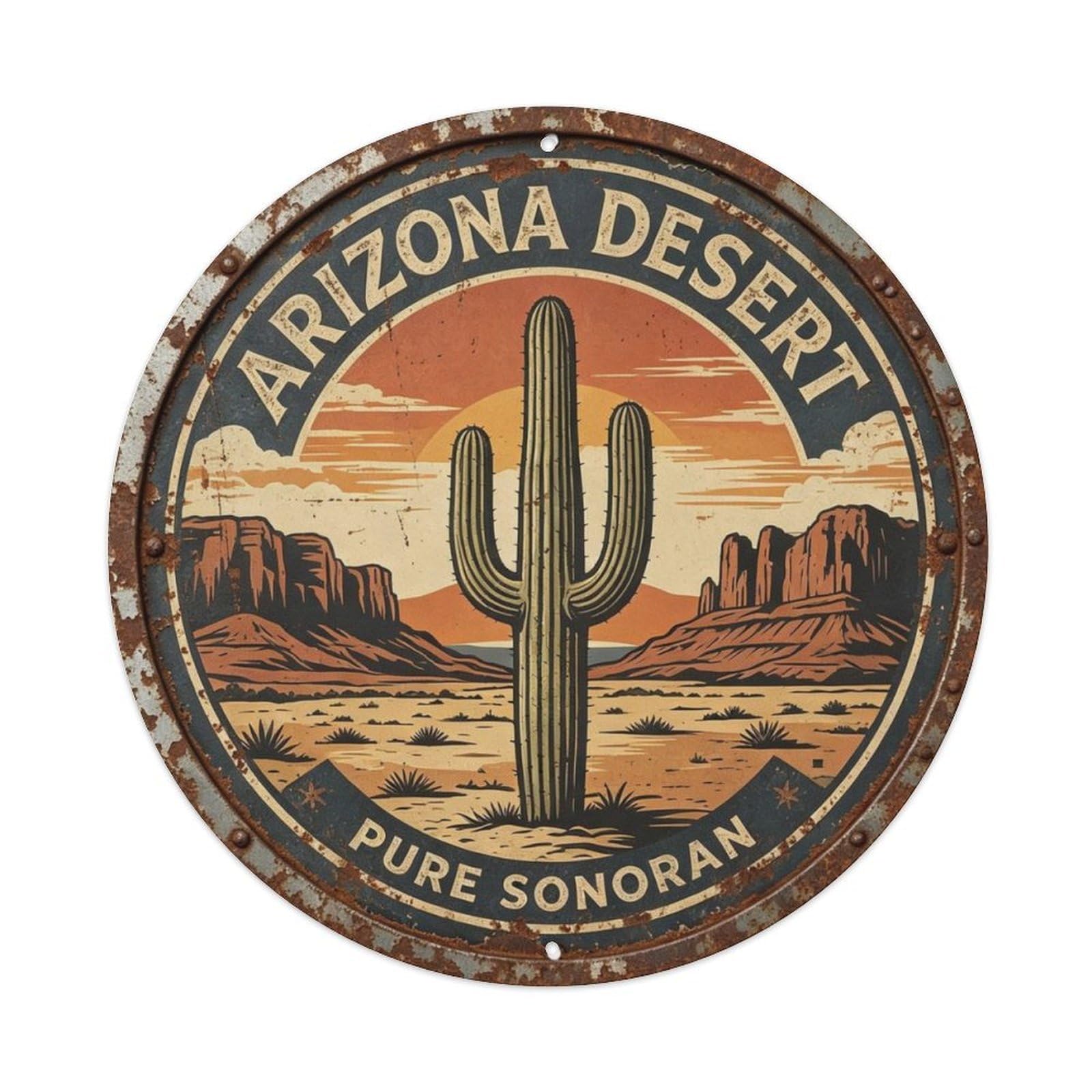 Arizona Sonoran Desert Metal Tin Sign Plaque