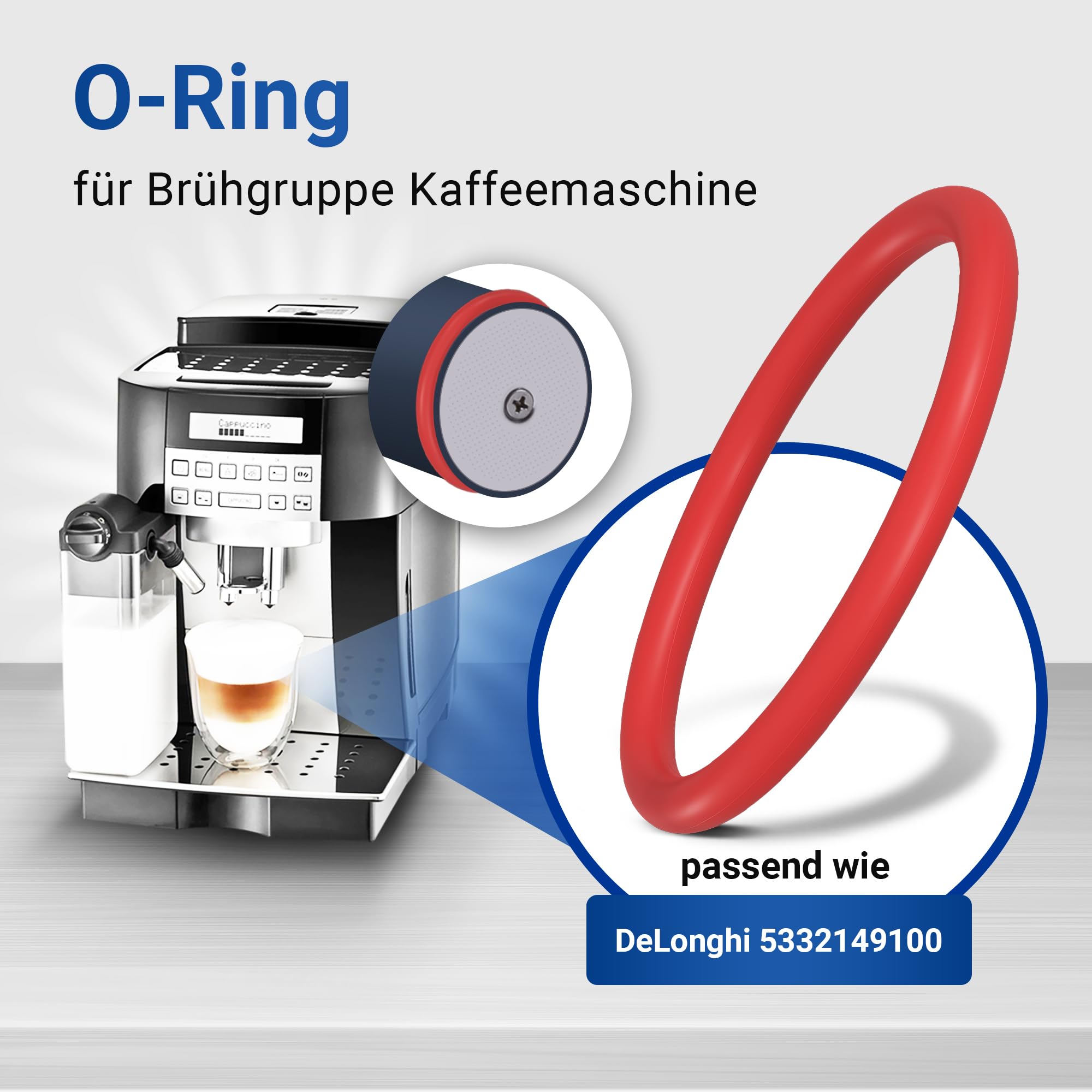 10 O-Ring In Silicone Per Macchina Da Caffè Delonghi 5332149100 - Guarnizioni Per Unità Erogazione, Compatibili EAM, ESAM, ECAM, PrimaDonna - 2