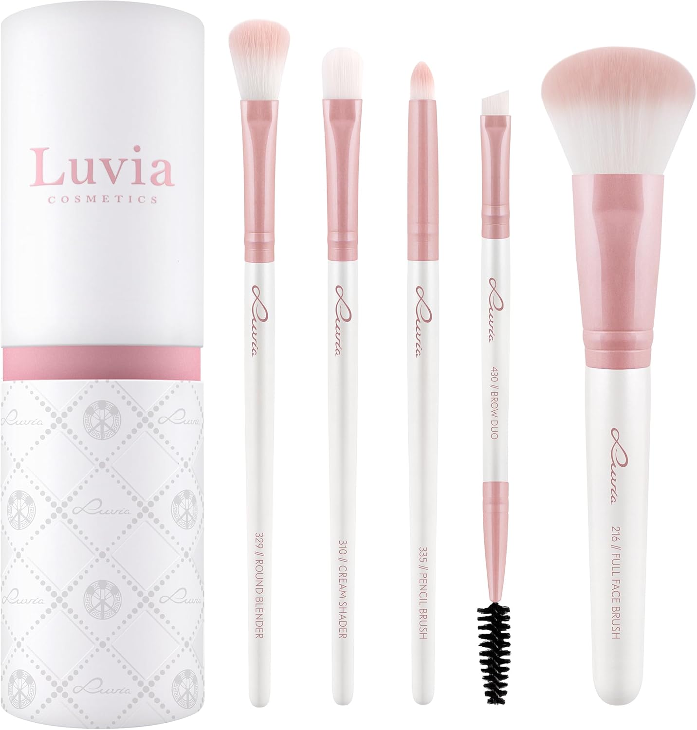 Make-up Kwastenset Luvia, Daily Selection Set, Poeder- en Ooogkwasten, 5 veganistische cosmetische Kwasten, Make-up Kwasten