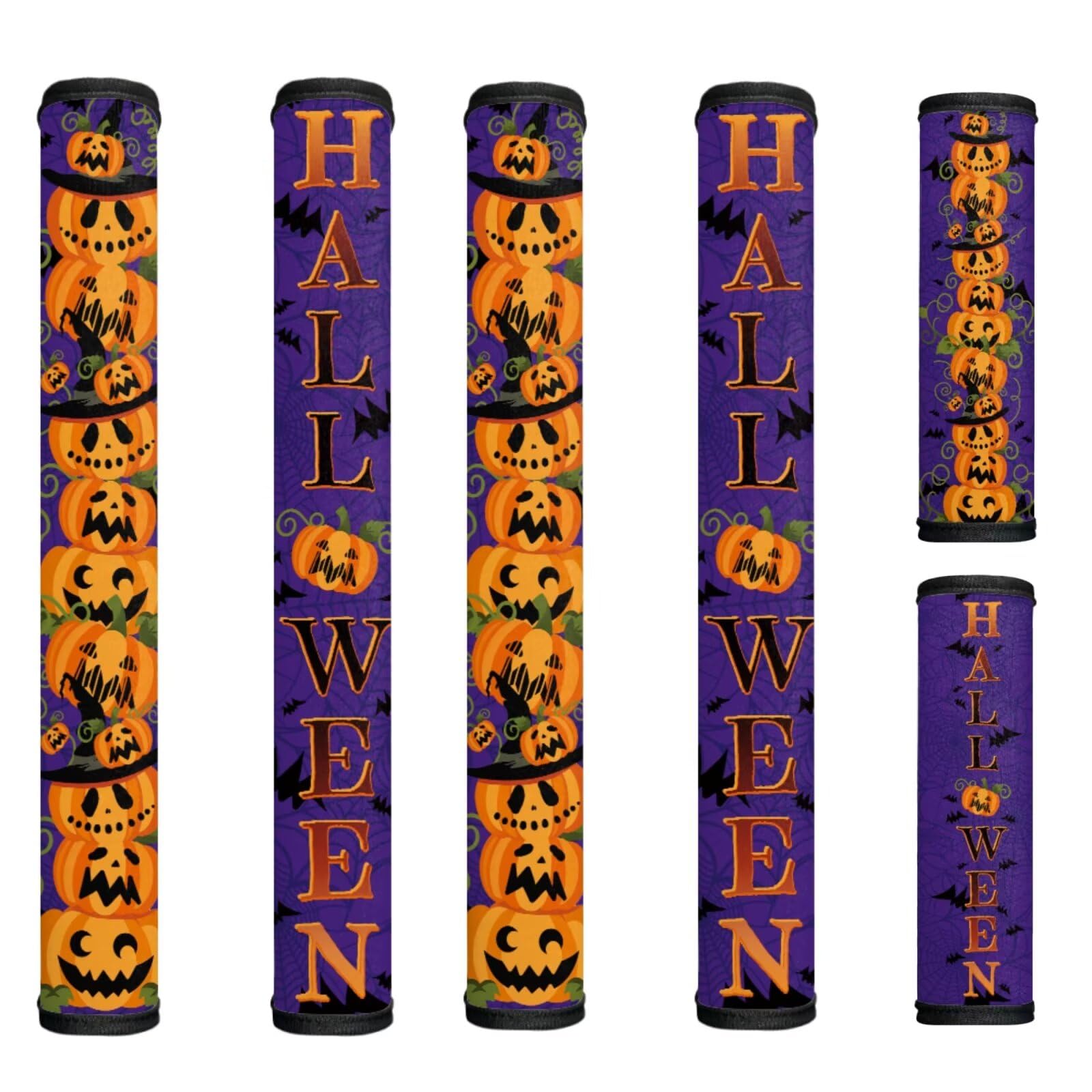 Funny Halloween 6Pcs Refrigerator Handle Covers Pumpkin Fridge Door Handle Protector Anti-Stain Anti-Fingerprint Protective Electrical Kitchen Appliances Gloves Kitchen Decor