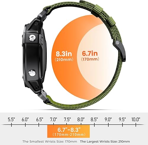 Vista 4 de Compatible con Garmin Fenix 7X/Fenix 6X/Fenix 5X/Fenix 8 2.008 in/5X Plus/6X Pro/7X Pro, correa de nailon Quickfit 26 para Tactix 7/Descent