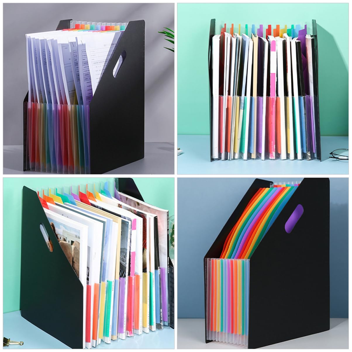 Schwarze Kunststoff Akkordeonmappen für Dokumente A4