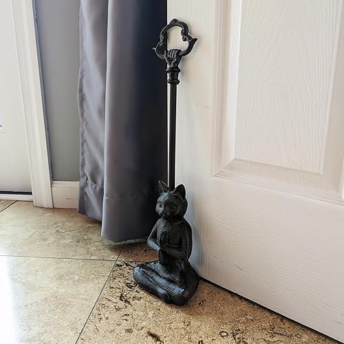 Miniatura 4 de Treasure Gurus - Tope de puerta de hierro fundido pesado para yoga, gato, manija de transporte, tope de puerta Namaste, decoración del hogar