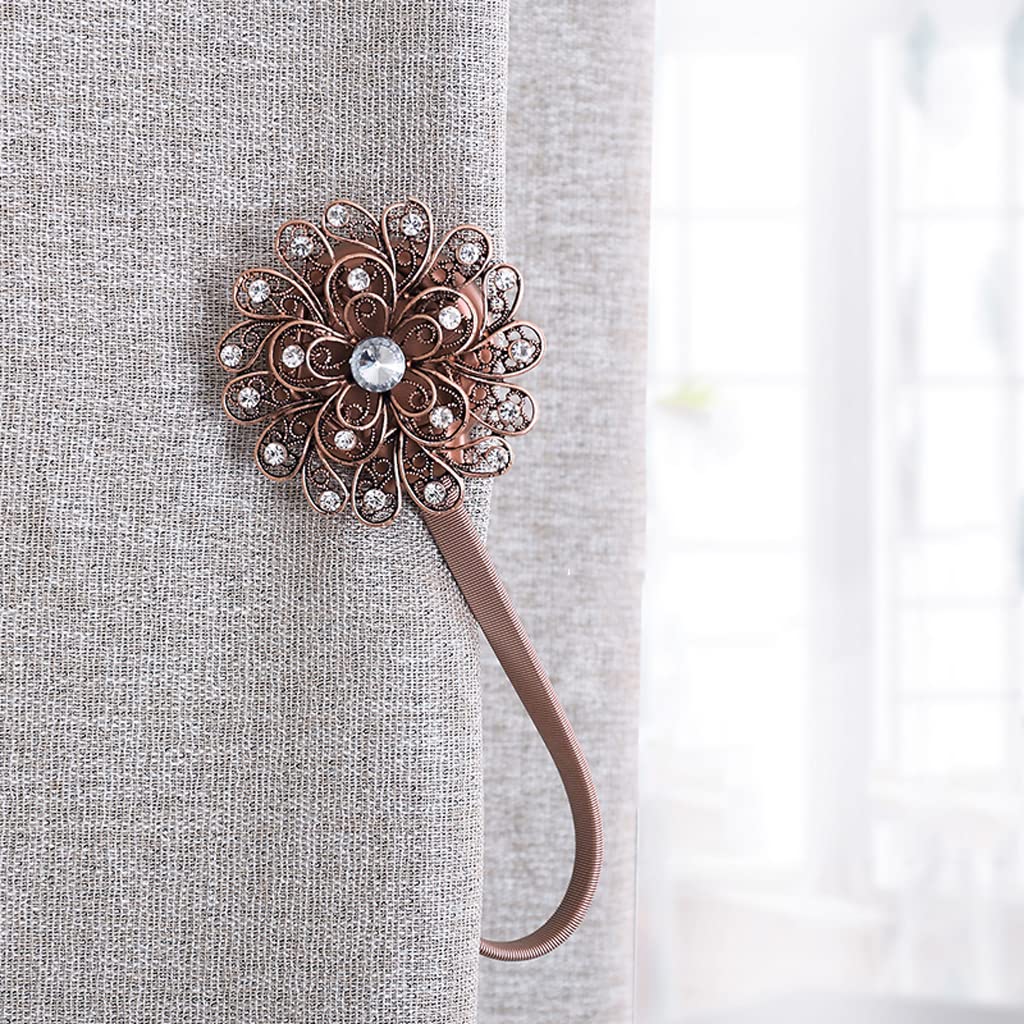 Lot de 2 embrasses de Rideaux magnétiques avec Corde à Ressort Solide, Clips de Boucle de Rideau réglables pour la décoration de fenêtre