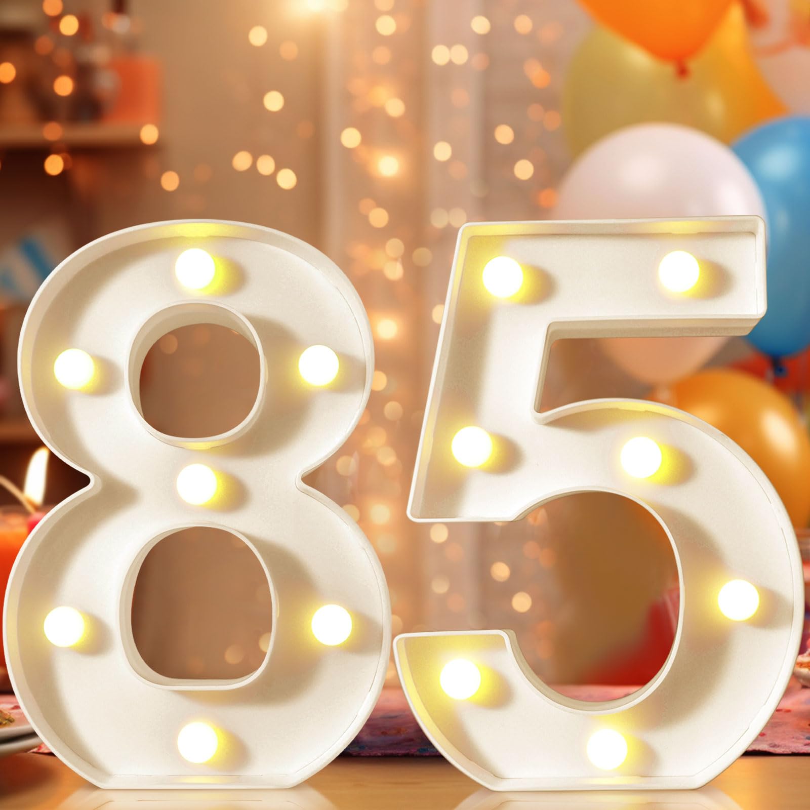 8.8" Decorative LED Light Up Numbers, Marquee Numbers Lights for 7th Birthday Decorations, Lighted Number Sign for Birthday Party Night Lights Wedding Anniversary Home Wall Decor, White Number 7 — view 21