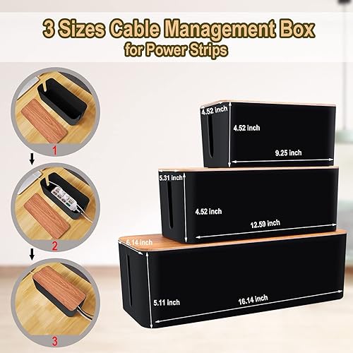 Miniatura 2 de YUANYE Caja de organización de cables Kit de organización de cables para regleta de alimentación para ocultar cables, cajas organizadoras de cables,