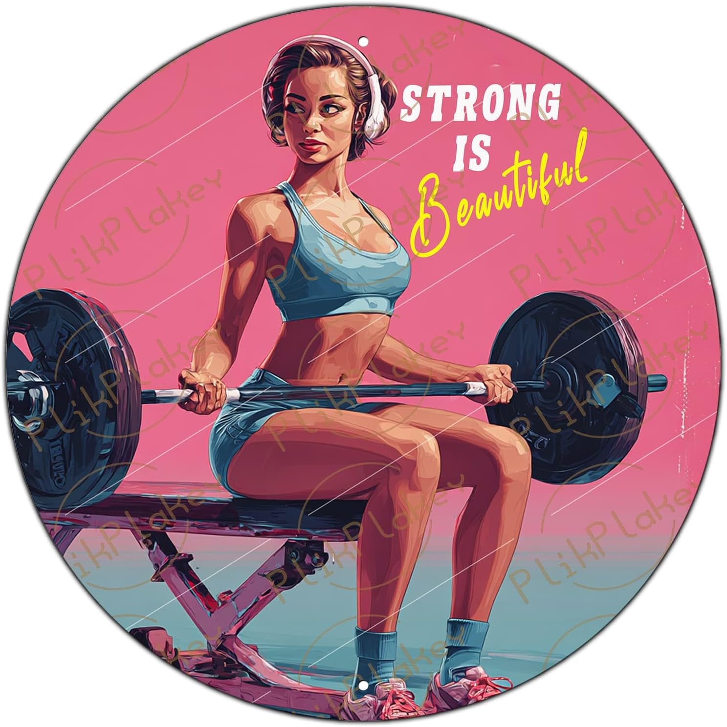 Home Gym Decor Strong Is Beautiful Metal Signs Gym Girl Fitness Weightlifting Artwork Posters For Home Yoga Room Kitchen Garage Wall Art Decor 12x12 Inch