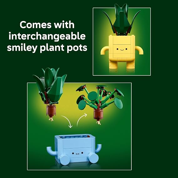 LEGO Botanicals Happy Plants Building Toy for Kids, Girls, and Boys 9+ Playroom Decor for Desk or Shelf - Birthday Gift Idea for Young Gardeners - Artificial Indoor Plant for Play & Display - 10349