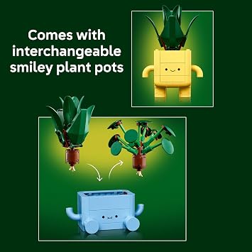 LEGO Botanicals Happy Plants Building Toy for Kids, Girls, and Boys 9+ Playroom Decor for Desk or Shelf - Birthday Gift Idea for Young Gardeners - Artificial Indoor Plant for Play & Display - 10349