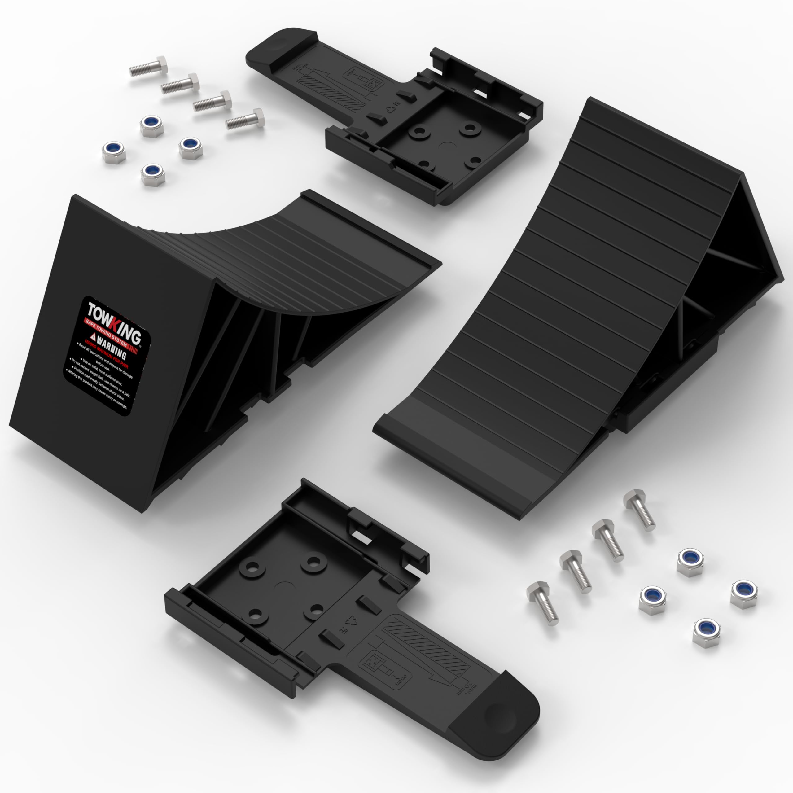 TOWKING Unterlegkeile & Befestigungsmaterial - Unterlegkeile Anhänger bis 1600kg Achslast - Keil PKW Anhänger Zubehör (Montierbar)1SET（2Pcs）