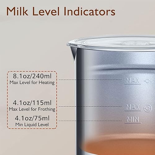 Miniatura 5 de FENNICA - Espumador eléctrico de leche de acero inoxidable 4 en 1 de gran capacidad con espátula y 4 batidores, máquina automática de espuma