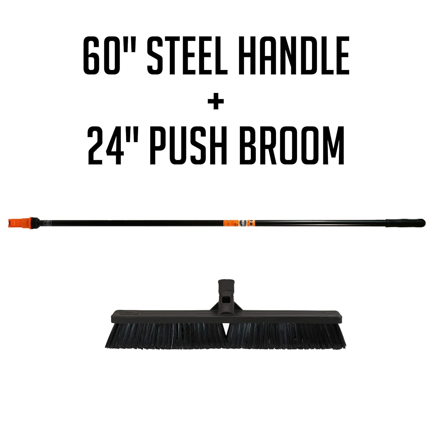 24" SWOPT Multi-Surface Standard Push Broom – 60" Steel Handle – Interchangeable Handle Works with Other SWOPT Cleaning Products – Great for Indoor and Outdoor Applications, Black: Industrial & Scientific