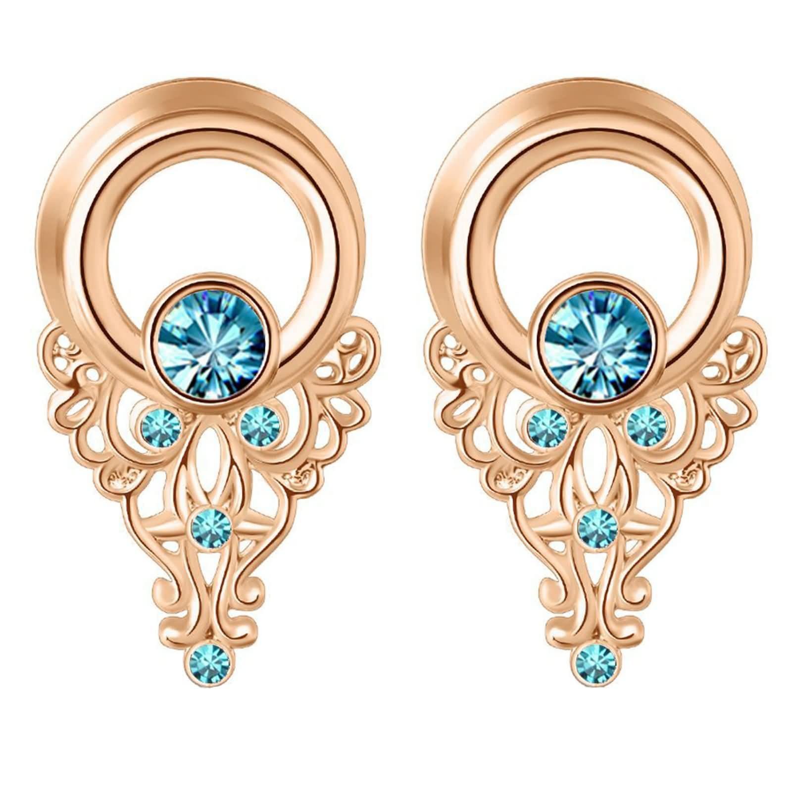 Daesar Plugs 6-16MM Edelstahl, Ohr Tunnel Set Blume mit Blau Zirkonia Ohrringe Piercing Ohr Plug Tunnel für Damen