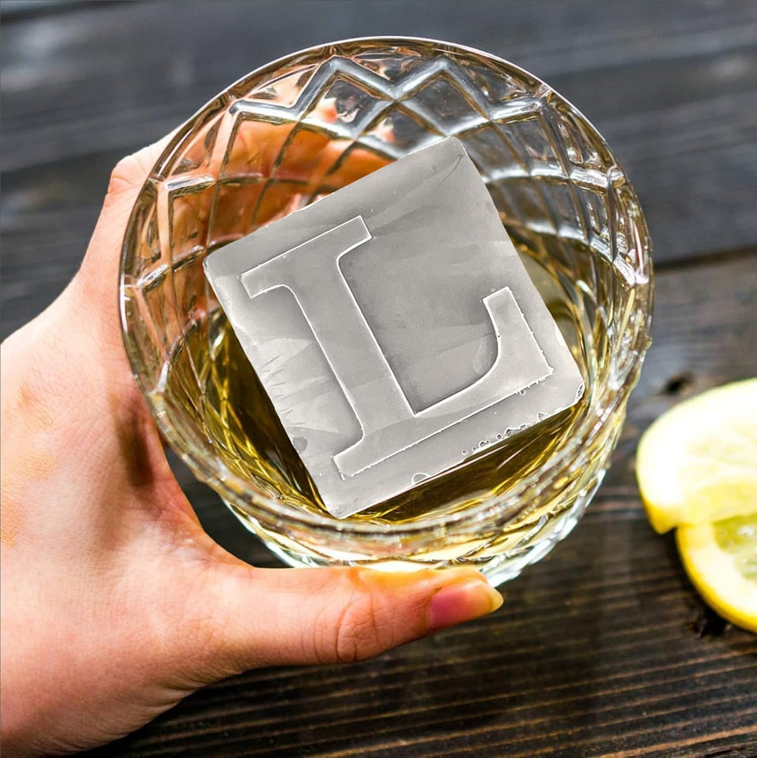 Letter L Monogram Ice Cube Mold Custom Ice Cube Mold 2 Inch Big Initials Silicone Ice Cube Tray Gifts for DAD Gifts for Him