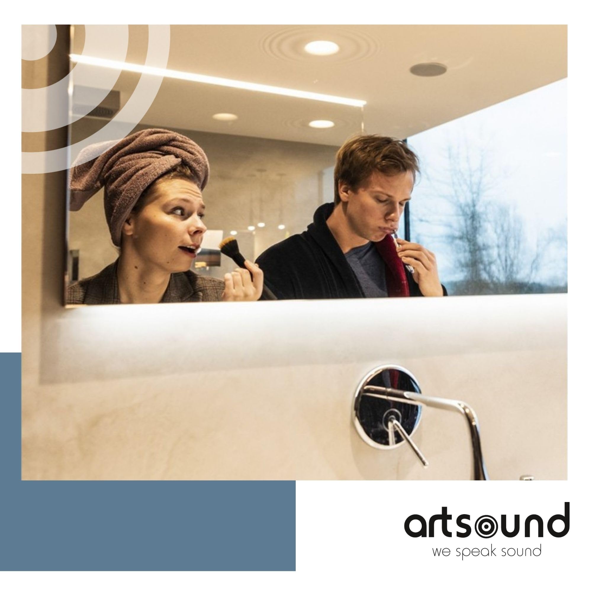 Artsound HPSQ525 Enceintes murales/Plafond 5,25 Pouces, 10-100 Watt, pour Maison, Salle de Bain, Cuisine, Bureau, HiFi, avec Tweeter pivotant, cône en Aluminium, gabarit de découpe pour Une