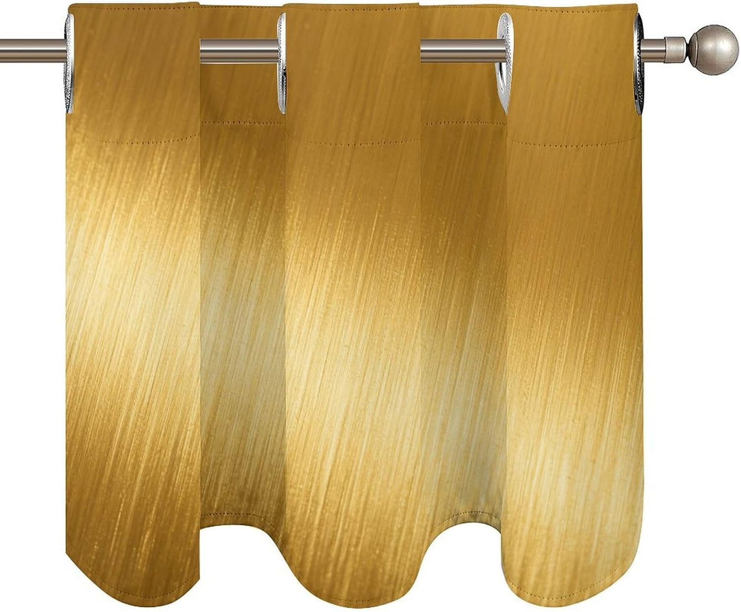 Brushed Gold Curtain 2 Panels, Polyester Fiber, Blackout Insulated Window Curtain, Curtain Valance for Kitchen Dining Room Living Room Cafe Small Window 52 * 18.1 Inches