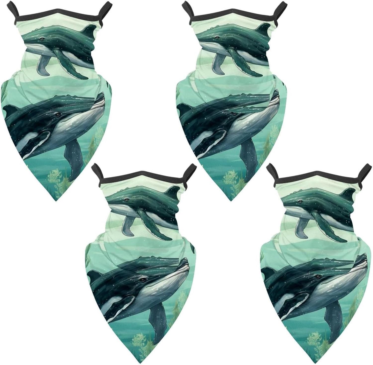 4 Pieces Whale Neck Gaiter Bandana Face Mask, Sun Cooling Scarf Gator Cover Head for Men Women