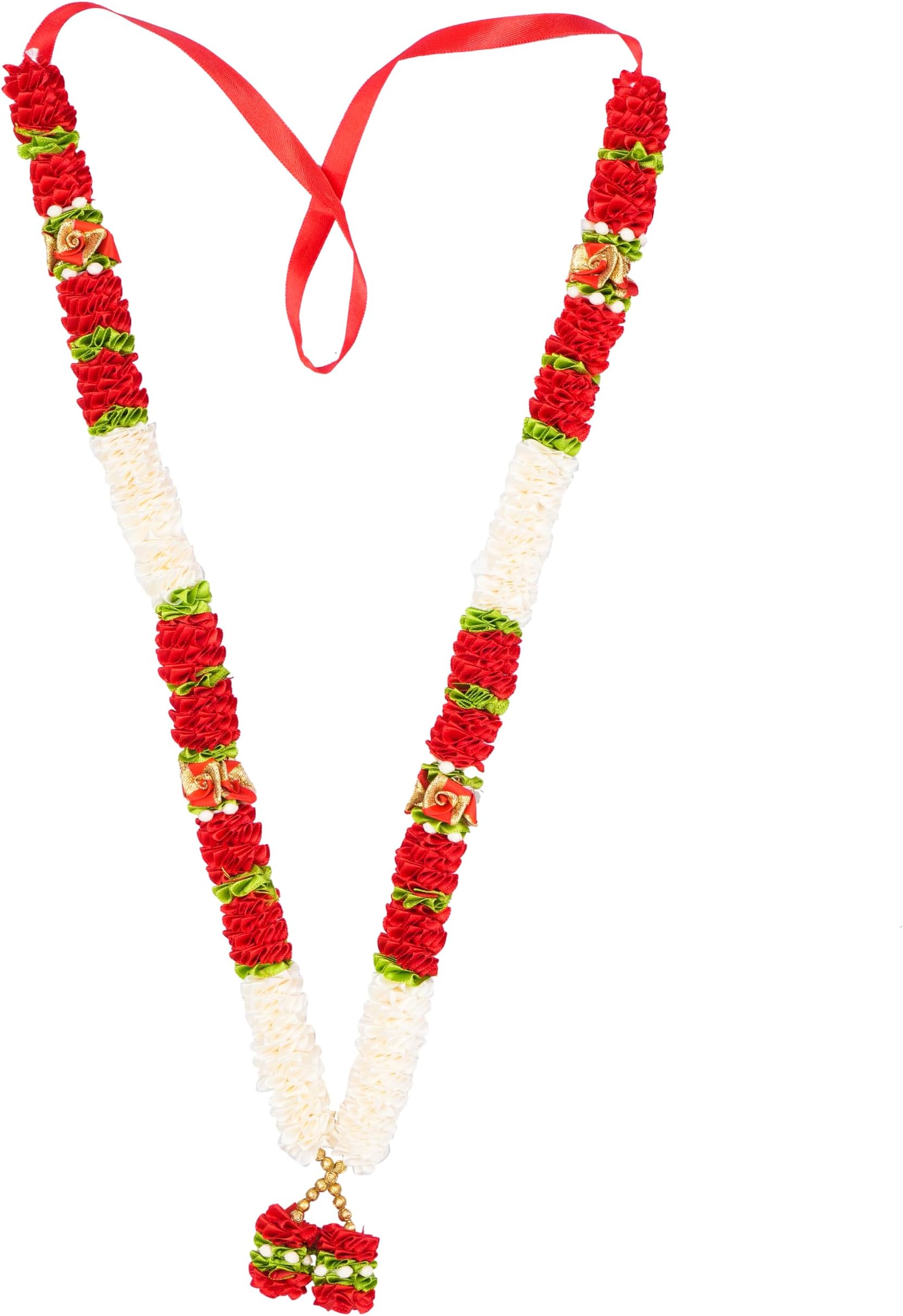 RJ Sales & Promotion Closely Knitted 22 inches Haar,Mala - Garland Maala for Idols, Photo Frames, Fancy Dress, Marriages etc. (Red)