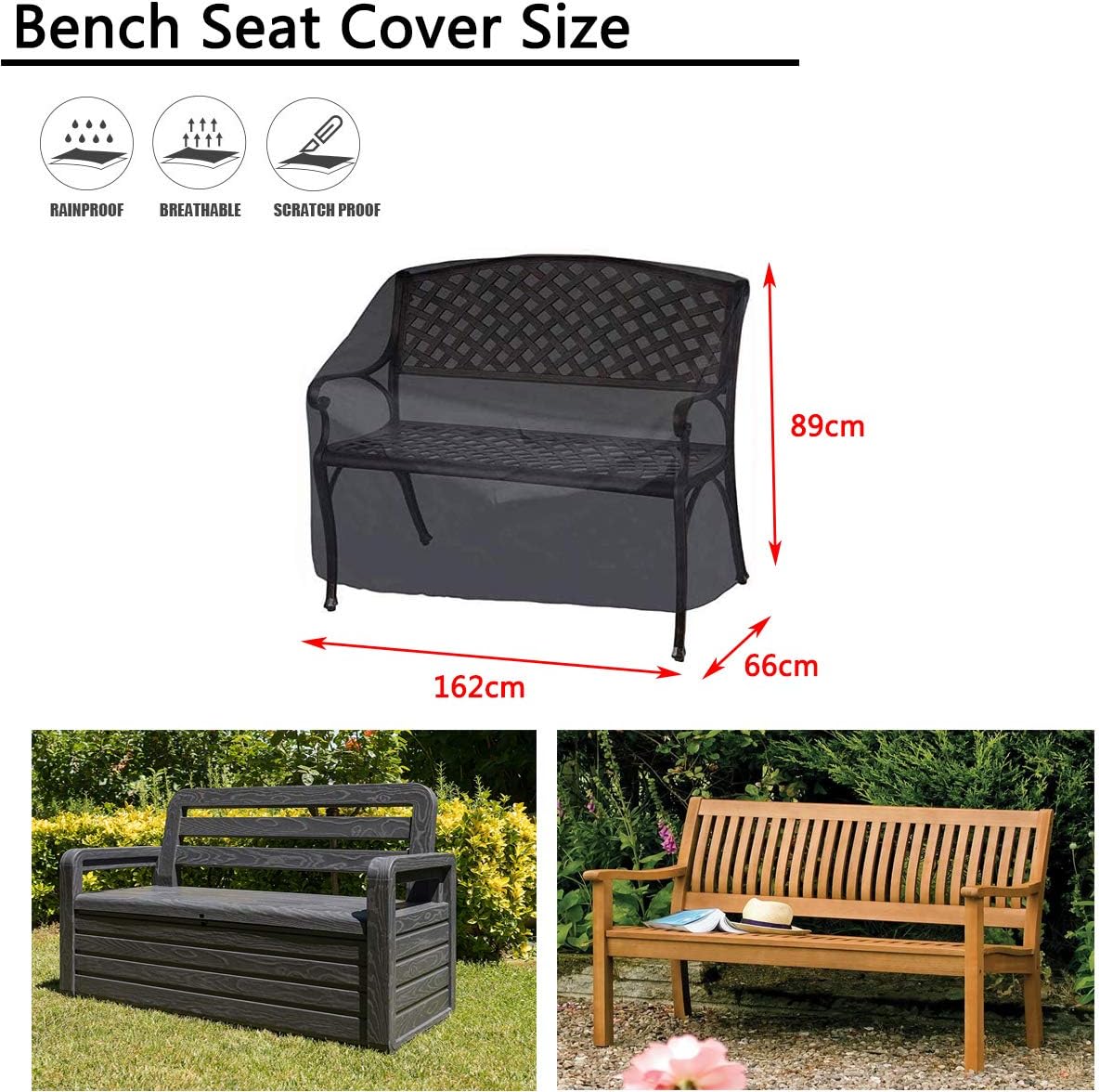 Outdoor Furniture Cover Waterproof, Kingling Outdoor Loveseat Cover for Patio Furniture Three-seat Bench Cover, 64" W x 25" D x 35" H Black : Patio, Lawn & Garden