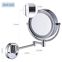 Vista 3 de Espejo de maquillaje Cavoli, para baño con luz LED, soporte de pared, Cromado