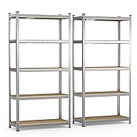 VOUNOT® Set di 2 Scaffale Metallo Garage 90x40x180 cm, Scaffali Carichi Pesante