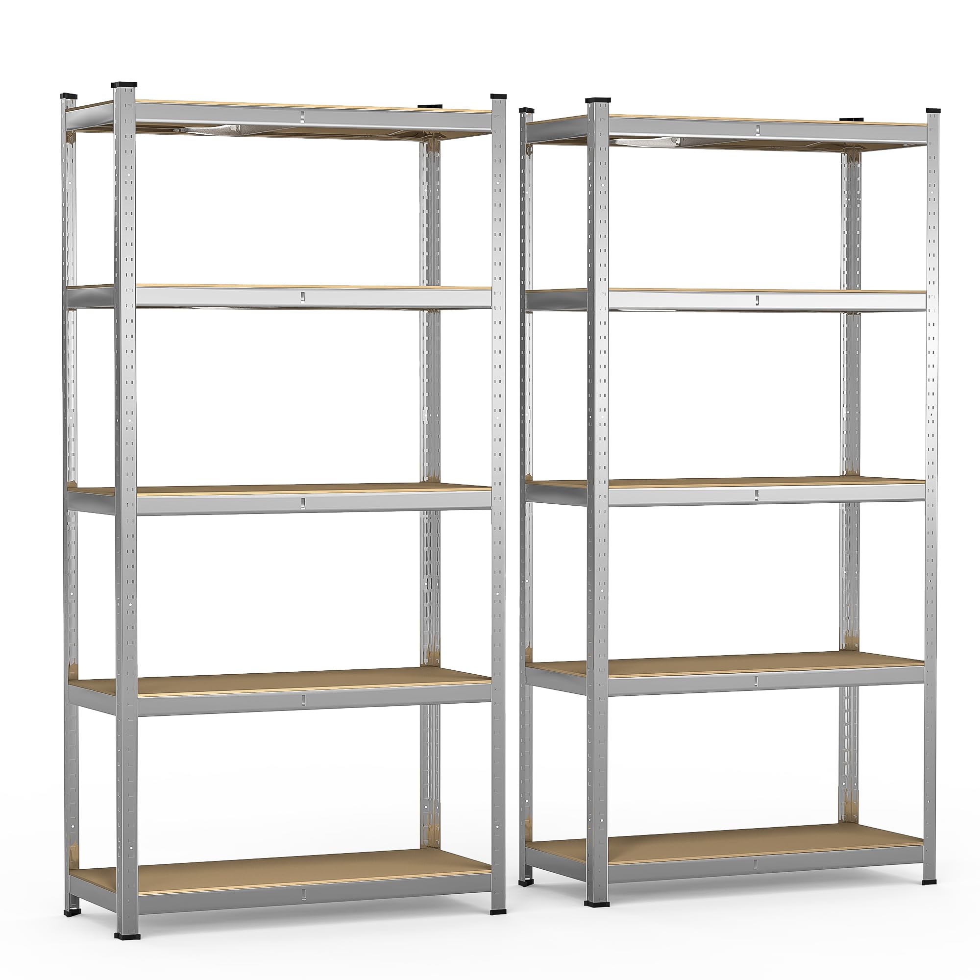 VOUNOT® Lot de 2 Étagère de Rangement Renforcées en Acier Galvanisé à 5 Niveaux 180x90x40cm Etagère Charge Lourde et Robuste Tablette Ajustable Charge Max 1250kg Idéal pour Garage