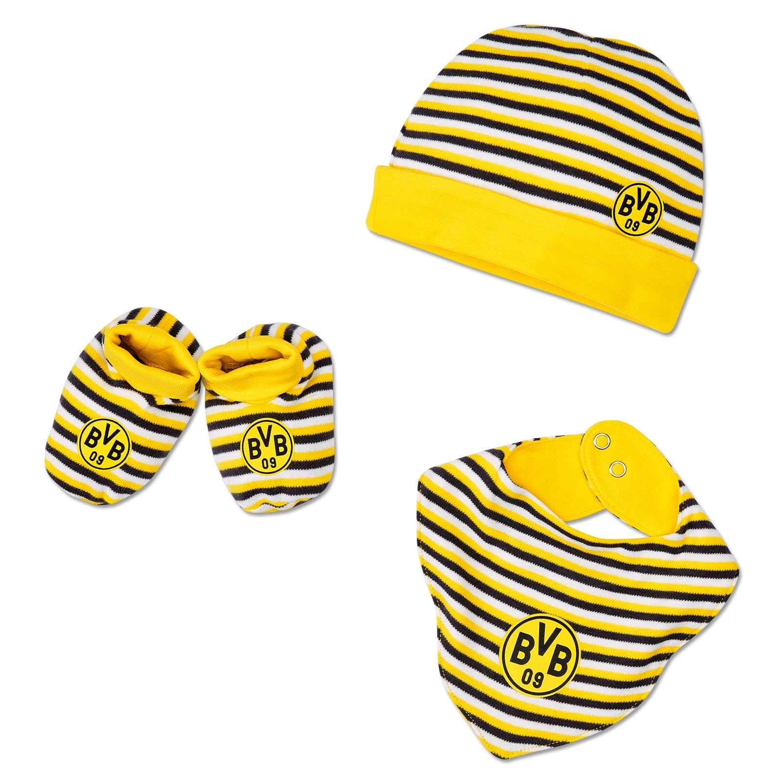 Dortmund Borussia Baby Geschenkbox 6-teilig Baby-Set Gr. 62/68 BVB 09 - Plus Aufkleber Wir lieben Fußball