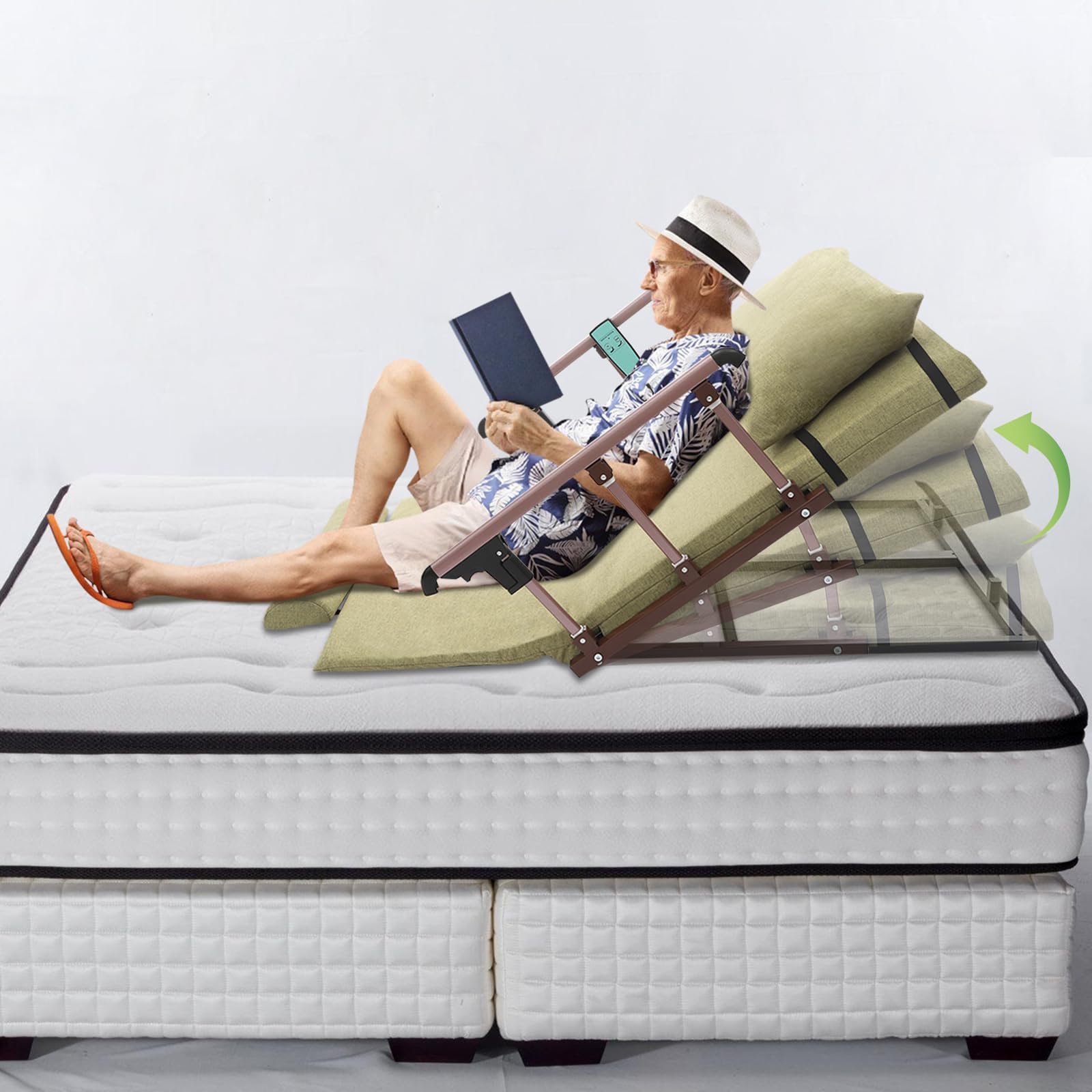 Respaldo de cama eléctrico ajustable, respaldo eléctrico elevable con función de elevación, ajuste de ángulo de 2 – 80°, capacidad de carga de 300 kg, respaldo eléctrico