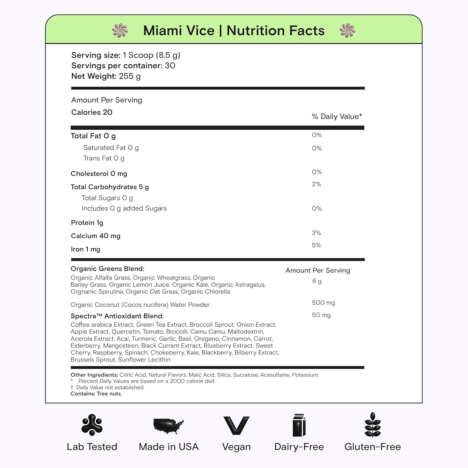 Kiala Nutrition Super Greens, Organic Greens Powder with Spirulina & Chlorella for Digestion, Gut Health, Immunity, Energy, Gluten Free, Vegan, Sugar Free, Spectra Blend, Miami Vice Flavor 30 Servings - Image 8
