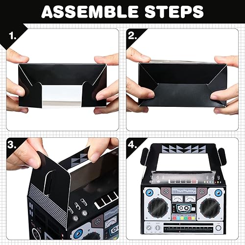 Miniatura 3 de Zonon 24 cajas de recuerdos de fiesta de los años 80, novedosas cajas Boom de los años 90, decoración de fiesta, regalo, dulces para centros de mesa