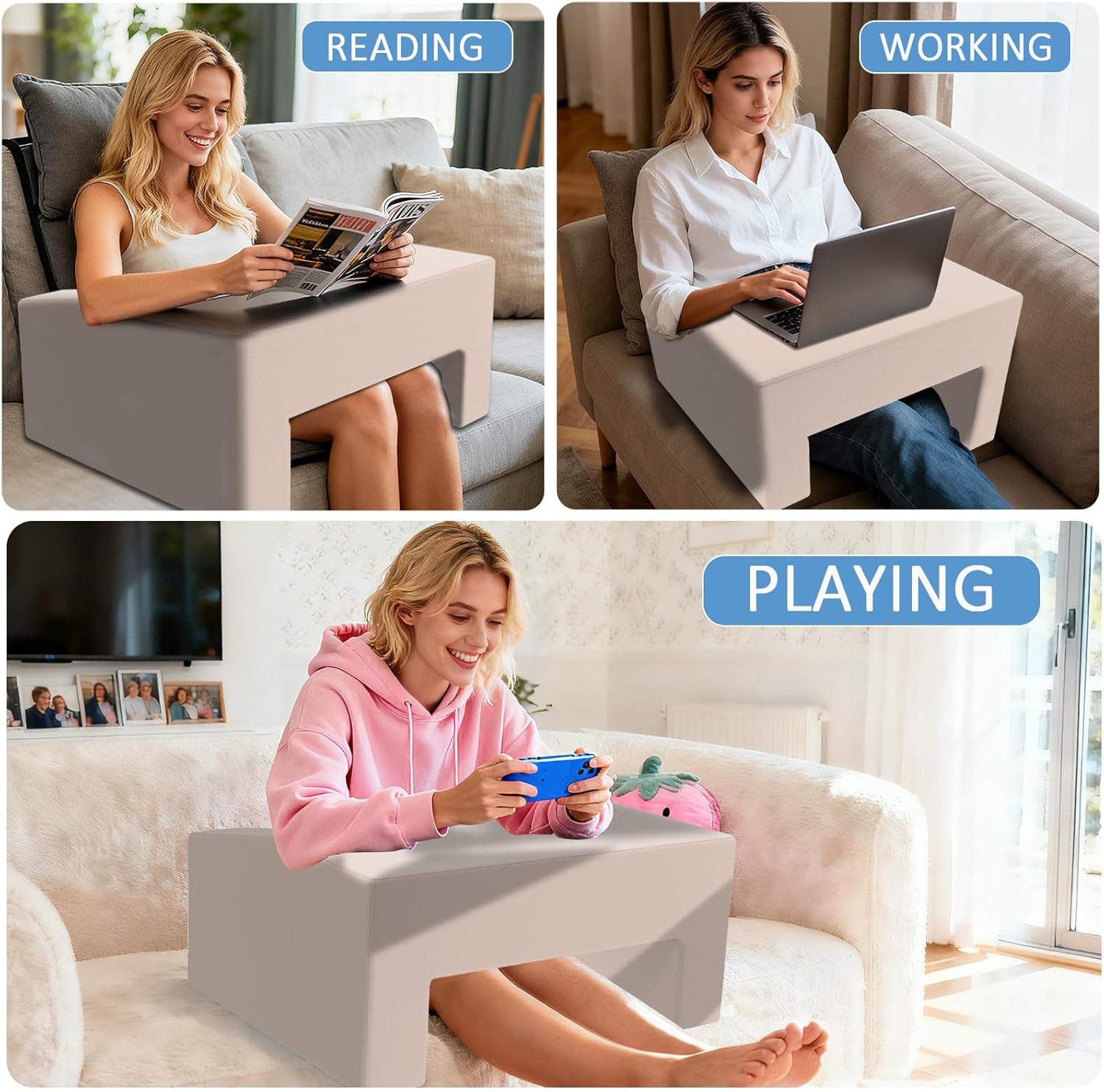 Lap Pillow Desk - Gaming Pillows for Lap, Multi-Functional Reading&Book Pillows and Machine Washable Desk Pillow for Napping, Work & Sofa Couch Use