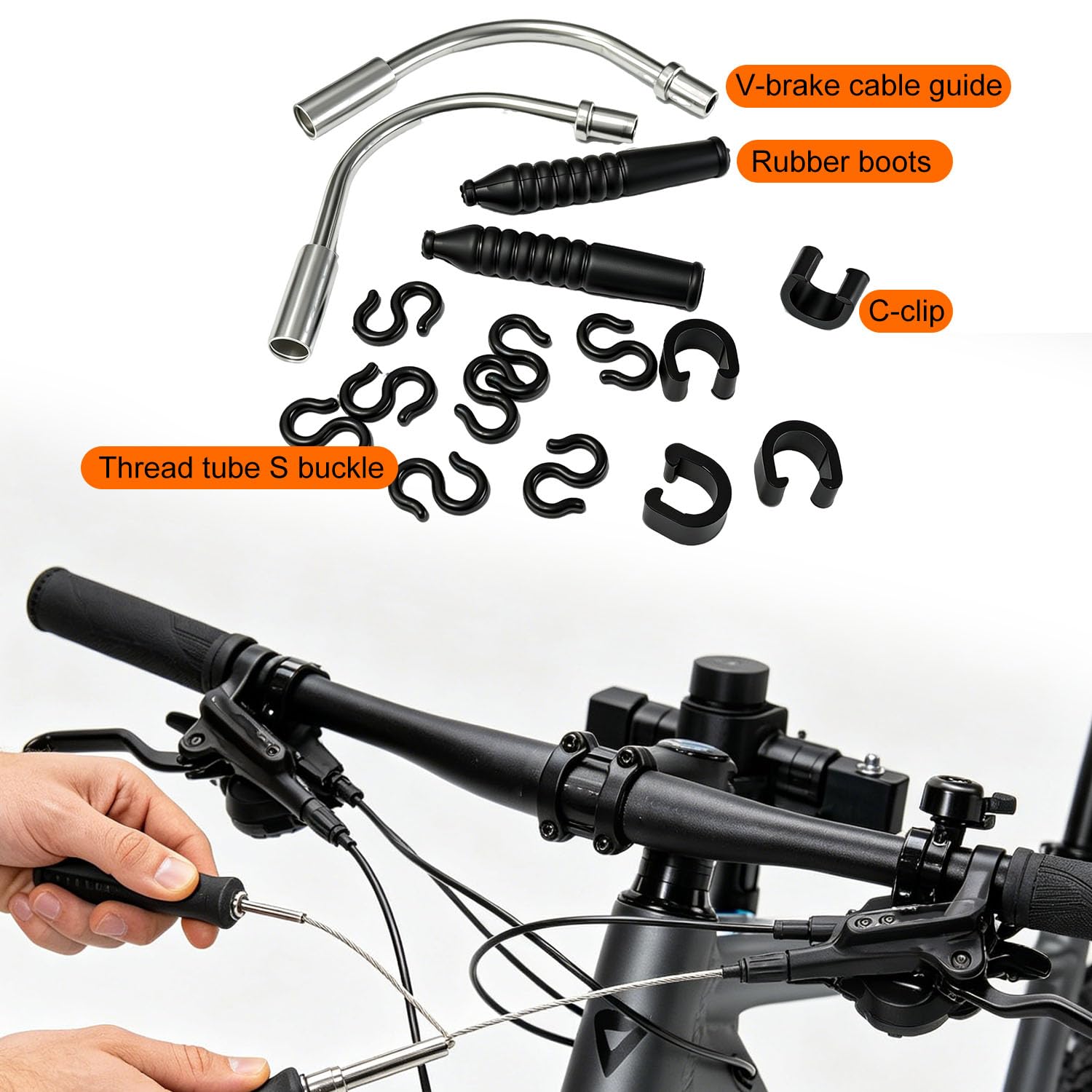 weideer 87-teiliges Edelstahl-Drahtschneider, Fahrrad-Bremskabelgehäuse, Schaltkabelgehäuse, Universal-Fahrradkabel-Set, Fahrrad-Bremskabel, Schaltkabel mit Fahrradkabel-Endkappen, O-Ringen