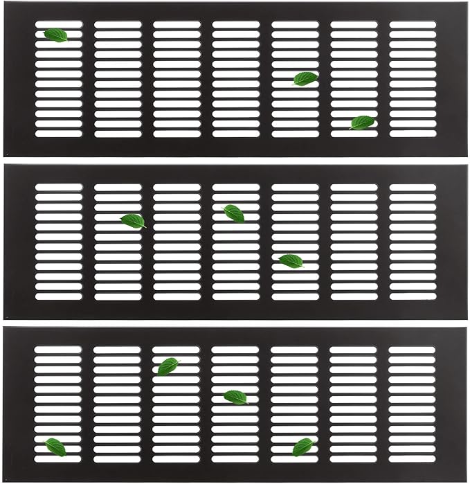 GOYADA 3 PCS 300x100mm Air Vent Grille Cover, Aluminum Alloy Black