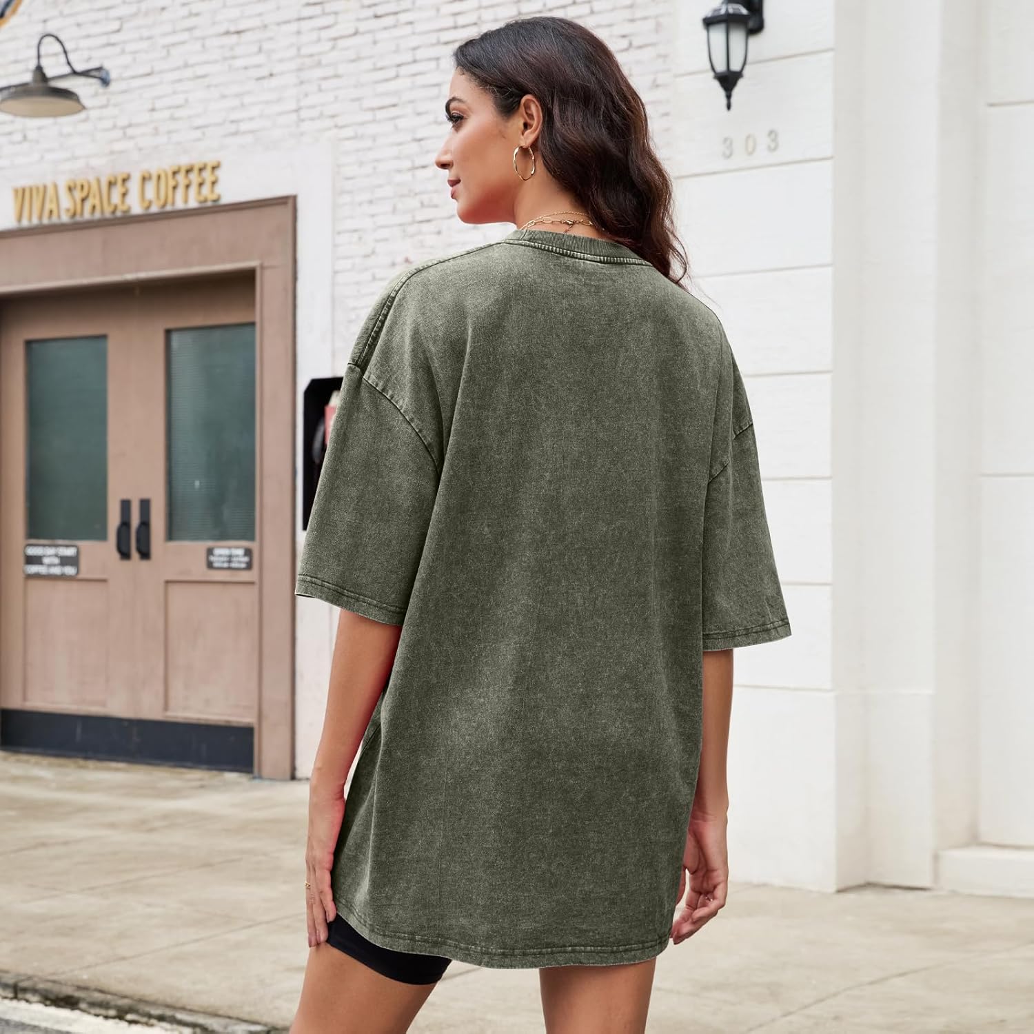 Oversized T Shirts for Women Vintage Acid Wash Basic Tees Loose Fit Baggy Shirts Workout Cotton Tshirt Tops - Image 3