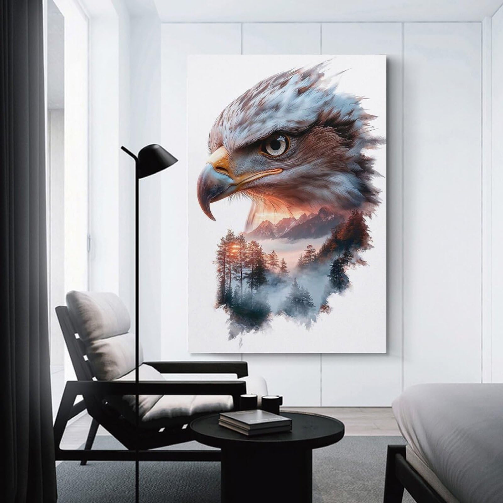 Junmoney Canvas Art Print Eagle Mountain Landscape, 20x30inch(50x75cm), for Office, Study Or Home Workspace, Decorative Artwork for Productive Spaces