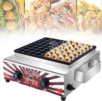 Electric Takoyaki Grill Pan,Commercial Takoyaki Maker,56-Holes Octopus Nonstick Baking Maker,Adjustable Temperature/Energy Saving/Even Heat,for Restaurant,Fast Food Shop,Electric
