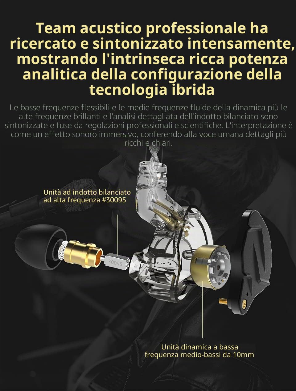 CCA KZ ZSN Pro X - Auricolari in-ear con doppio driver, 1 BA e 1 DD, con cavo, HiFi, per sport, giochi, telefono, computer, tablet, con set regalo, colore blu, senza microfono