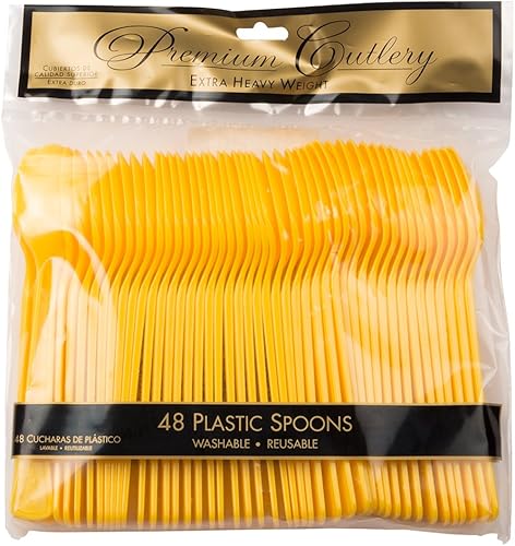 Miniatura 3 de JAM PAPER Premium Utensils Party Pack - Cucharas de plástico - Amarillo - 48 cucharas desechables por paquete
