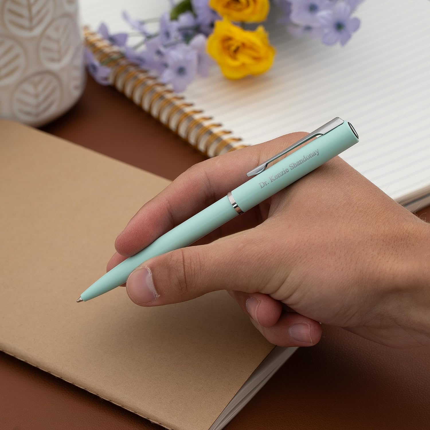 Waterman Allure Engraved Ballpoint Pen, Pastel Green with Chrome Accents, Blue Ink, Personalized Gift for Graduation, Birthdays, Career Advancement, Students, Waterman Gift Box Included